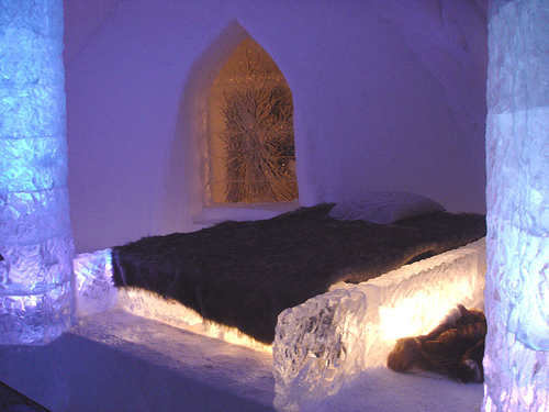 View of a Ice Hotel guest room